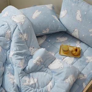 곰돌이 착번 극세사 겨울 이불 기숙사 초등학생 어린이 아동 이불패드 침구 세트 SS