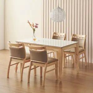 [소티디자인]미스틱 포세린 세라믹 식탁세트 4인 화이트유광 내추럴