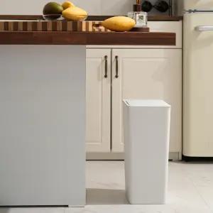 쿠스캣 사각 무지 슬림 원터치 쓰레기통 20리터 화이트 심플 원톤