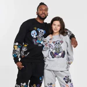 F1165 무니크영 스컬 베어 맨투맨 티셔츠