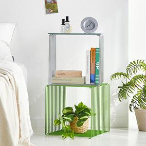 철제 와이어 선반 큐브 모듈 협탁 스탠 사이드테이블 2colors