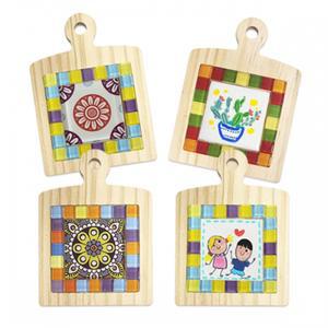 손잡이 원목 타일 컵받침 만들기 DIY 키트 티코스터 찻잔 커피잔 받침 액자