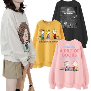 FW신상 스누피정품 여성 오버핏 맨투맨 티셔츠 원피스 반팔티 피너츠 여자 빅사이즈 루즈핏 박스티 커플 티