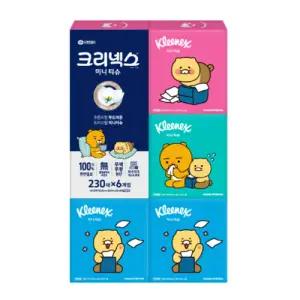 크리넥스 미용티슈 디럭스 미니 카카오프렌즈 각티슈 230매 6개입