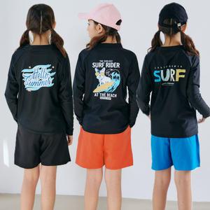 아동 주니어 성인 남아 여아 수영복 긴팔 티셔츠 래쉬가드 티