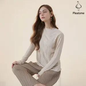 로맨틱 자수 플리츠 블라우스_HPBLS124H02