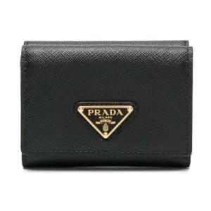 [명품] 26SS 삼각로고 사피아노 반지갑 블랙 1MH042 QHH F0002