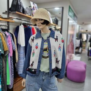 베네통/애플아울렛/밑단 스트링 니트 배색 데님 점퍼/BAJPA1541