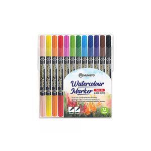 문교 트윈 수채화 브러쉬 마카펜 12색 세트