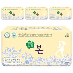 유기농본 오씨본 생리대 데일리케어 울트라슬림 날개형 중형 30개입 4개