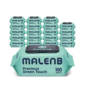 마렌비 그린 물티슈 100매 20팩 고평량 엠보싱 캡형 아기물티슈