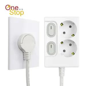 원스탑 제로갭 국산 슬림 납작 멀티탭 2구 16A 고출력 개별스위치 멀티콘센트 1m,1.5m,3m,5m 화이트