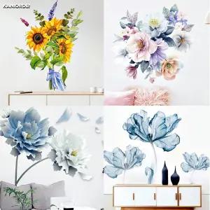 스티커 시트지 해바라기 꽃 그림 거실 접착식 데코 벽면 시트