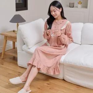 집에서입는 라운지웨어 파자마 긴팔 기모면 실내복 홈웨어원피스 잠옷