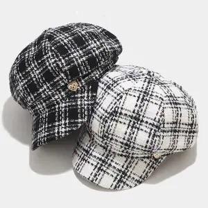 [콩심팥심]체크 패턴 뉴스 보이캡 흡수 밴드 둘레 조절 헌팅캡 헌팅캡베레모