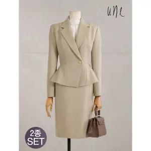 [하프클럽/윈]UNE럭셔리멜란지 페플럼자켓+스커트SET