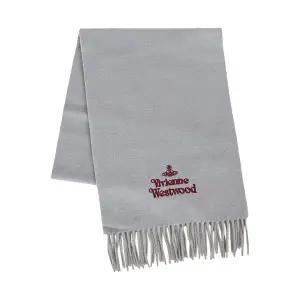 [비비안웨스트우드] 25FW 여성 자수 로고 울 머플러 라이트그레이 81030007 W00Q7 P403