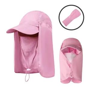 (핑크) 안면 마스크 겸용 썬캡/농사/모자/텃밭/자외선/차단/등산/캠핑/농사용/여름/UV/과수원/그늘막/그늘