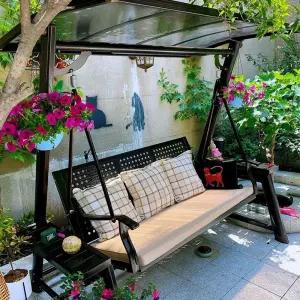 철제 흔들 그네 행잉 테라스 3인 정원 체어 스텐 코제