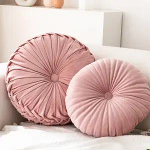 원형 소파 쿠션 인테리어 핑크 방석 꽃모양 벨벳 등쿠션 소파베개 플라워