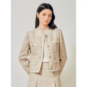 [JJ지고트](대구신세계)트위드 라운드넥 크롭 재킷 GR2M0JK901