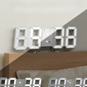 무소음 거실 시계 디지털 사무실 자동 벽걸이 전자 시계 날짜 탁상 알람 시간 기능 온도 방식 고정 버튼