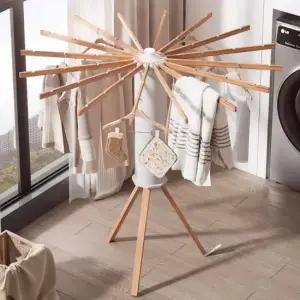 대나무 빨래 건조대 접이식 용건조대 우산형 빨래용품 빨래건조선반 세탁용품 세탁건조대