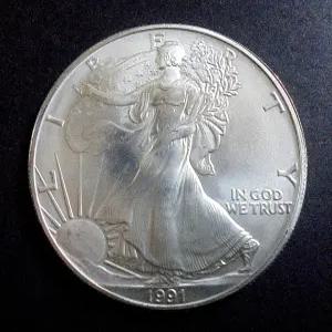 미국 1991년 아메리칸 워킹 이글 파인 실버 달러 1온스 은화 기념주화