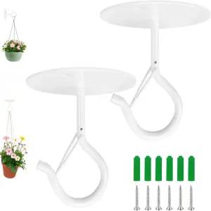 안전 버클이 달린 식물 걸이용 흰색 천장 후크 2개 장식 헤비 듀티 금속 걸이 실내 및 실외.식물 바람 소리