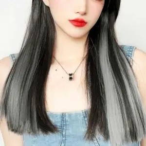 브릿지 헤어피스 5p 애쉬그레이 여자 인모 똑딱이