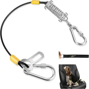 차량용 도그 안전벨트 하네스 5-in-1 코팅 와이어 HYLIYAKI 충격 스프링 장착 무 츄 펫 카 목줄 탈착식