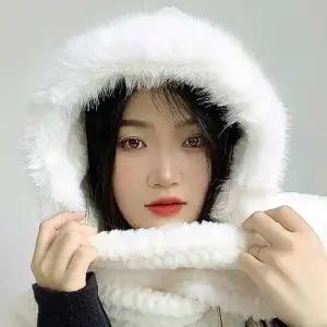 화이트 코지데잇 머플러 후드 니트후드머플러 후드머플러 니트후드머플러 후드숄머플러