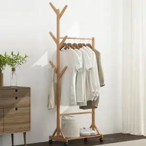 행거 옷걸이 스탠드 드레스룸 우드 수납 정리 고정형 (WFJ5X4M)