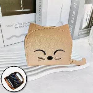 고양이 학생 반지갑 카드지갑 데일리 지퍼 여우 지갑 (WFJ5X6N)