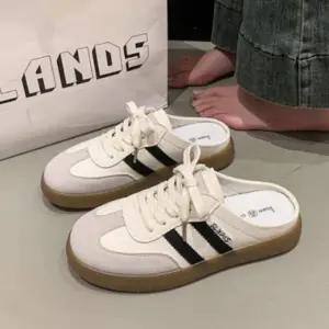 고품질 여성 투라인 스니커즈 운동화 심플 캔버스 뮬 슬리퍼 (WFJRCJK)