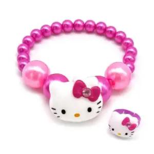 키티 진주 팔찌 반지 2종 핫핑크