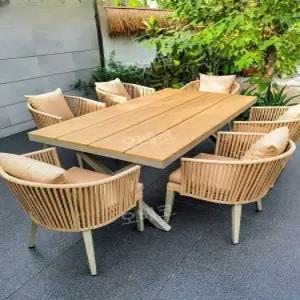 6인용테이블세트 라탄탁자 정원식탁 카페 철제