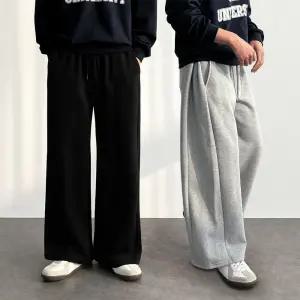 [패션큐브]기모 사이드턱 스?팬츠 2color 사계절 와이드 트레이닝 팬츠 블랙 그레이