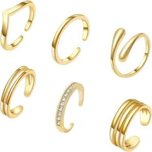 여성용 CHTRYTOM 6PCS 토링 18K 골드 실버 세트 조절 가능한 비타란 밴드 심플 비치 풋 주얼리 여름용