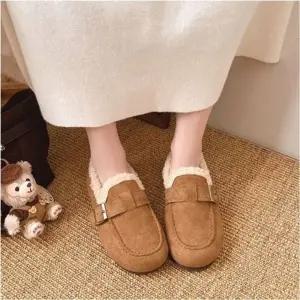 단화 따뜻한 안감 방한화 여자 로퍼 뽀글이 스웨이드 겨울 슬립온