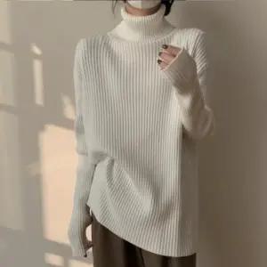 여성 겨울 하이넥 목폴라 긴팔 골지 터틀넥 폴라 티셔츠