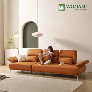 [리뷰이벤트]우아미가구 카리안 4인용 가죽 스윙 소파+스툴