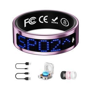 디스플레이가 있는 여성 및 남성용 유니제트로 스마트 링, 심박수가 건강 수면 모니터, IP68 방수 트래커 안드로이드 앱 수수료 없음 핑크,