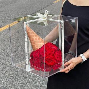 릴백 꽃상자 선물 투명 20x20x23.5 보존 데이 부케 30X20X16cm 케이스