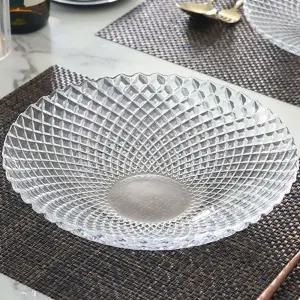 파티 음식 플레이팅 유리 접시 조각 디자인 볼접시 대투명 반찬 과일 레이트 투명한 대형 글라스 디저트 홈