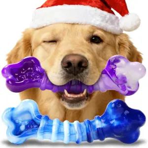 공격적인 츄어 크세루 파괴 불가능한 개 장난감 대형견 2팩 터프 츄 튼튼한 오래 지속되는 뼈 바쁘게 지낼