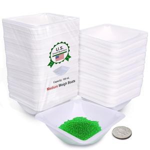 Nilef Weigh Boats 미디엄 125팩 | 100mL, 85g(3온스) 사각형 일회용 트레이 저울, 액체, 파우더용 정전기 방지 폴리스티렌 계량 접시 쉽게 따르는 실험실 용기 (Y102)