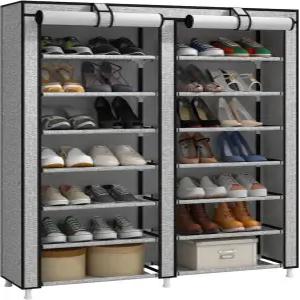 JIUYOTREE 7단 방진 커버 포함 신발 정리대 28켤레 수납 가능 현관복도발코니거실용 애쉬 그레이