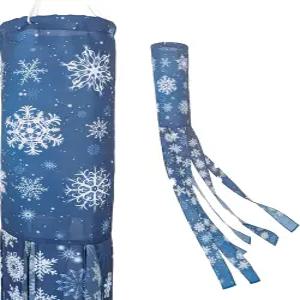 마드로나 브랜드 프로스팅 스노우플레이크 겨울 윈드삭스 내구성이 뛰어난 야외 걸이 계절풍 장식 야드