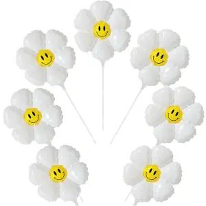 데이지 꽃 은박 풍선 7p 세트 X 5개 (스틱봉 포함)/꽃풍선/플라워/장식/가랜드/데코/파티/용/행사/축제